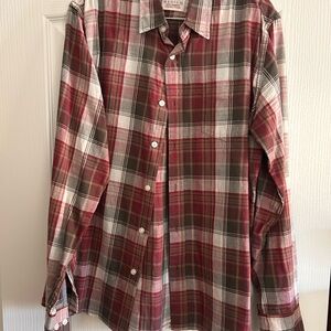 Wrangler Red and Gray Plaid Button Down Shirt Medium Flannel